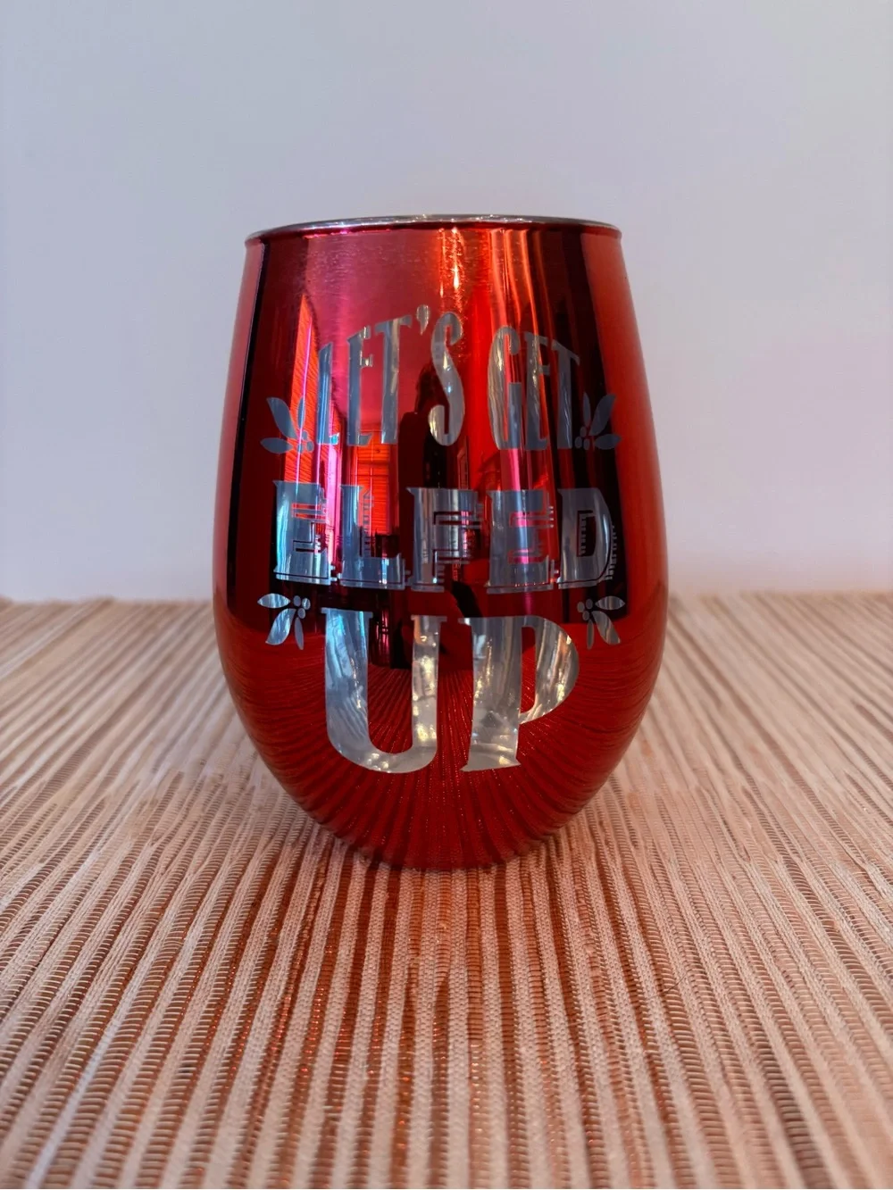 Christmas Red Stemless Wine Glass